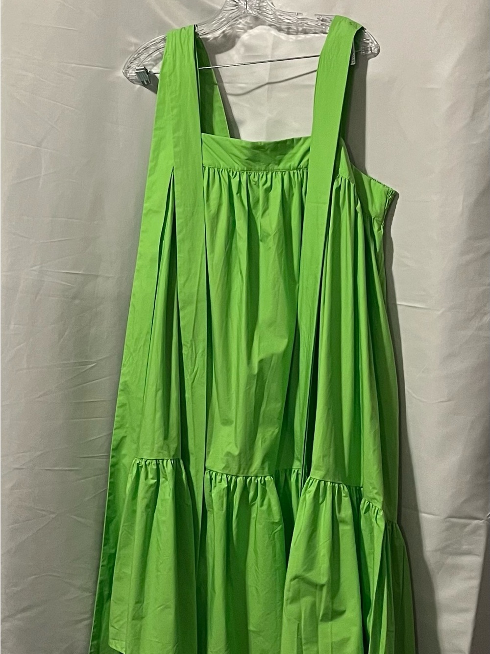 Christopher John Rogers Bright Lime Green Smocked Strap Sundress